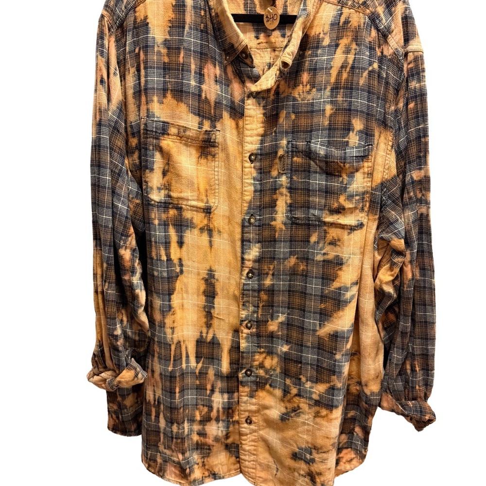 Men's Reverse Tie-Dye Plaid Shirt